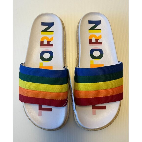 Tretorn Rainbow Striped Pride Slide Sandals, Size 8 (US) - Picture 1 of 10